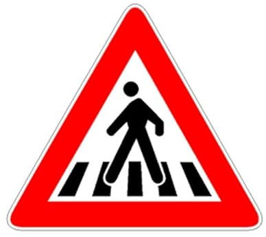CARTELLO IN LAMIERA SCATOLATA TRIANGOLO lato 90cm - attraversamento pedonale - SEGNALE CATARIFRAGENTE CLASSE 1 O 2 (a nido d'ape) (CARTELLO CLASSE 1)