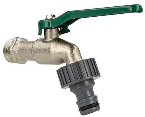 tecuro Kugelauslaufhahn Griff grün, 1/2 Zoll, mit Steckkupplung, MS vernickelt - 22616-P