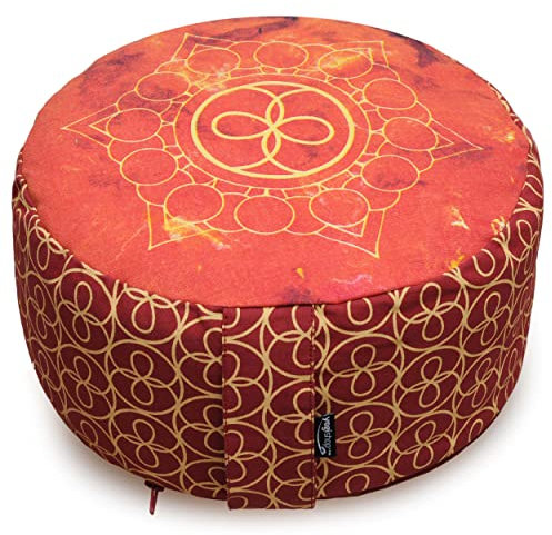 Yogishop Meditationskissen - Rund - Cosmic Flow - Organic Cotton - Ø 30Cm X 15Cm Orange