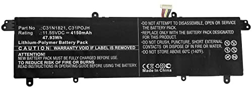 CoreParts Laptop Battery for Asus 48Wh Li-Pol 11.55V 4150mAh, 0B200-03210100, C31N1821, C31POJH, (48Wh Li-Pol 11.55V 4150mAh for ASUS, UX3000XN, UX392FA, UX392FN-2B, Vivobook 14 S433FL-EB072T, 14)