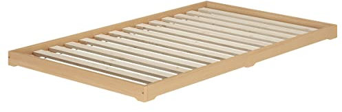 Erst-Holz Niederflurbett Flachbett 120x200 Buche Massivholz Natur mit wählbarem Zubehör V-60.66-12, Ausstattung:Rollrost inkl.