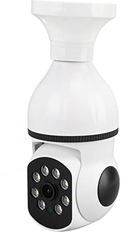 Light Bulb Security Cameras, Wireless WiFi Home Dome Surveillance Cameras for Indoor Outdoor with E27 Light Socket, Smart Two Way Audio, Full Color Night Vision