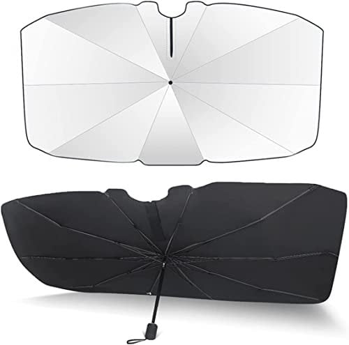 Keyohome Windshield Sunshade Umbrella, 360° Rotation Foldable Car Accessories, 57x31inch Universal Sunshade Protector for Passenger Car, Van, Truck