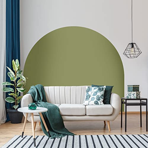 Selbstklebende Stimmungsaufkleber für Bett, Kopfteil, Bogen, Wandaufkleber | Halbkreis-Wandtattoo für Wohn- und Schlafzimmerdekoration | L200 x H150 cm - Olivgrün