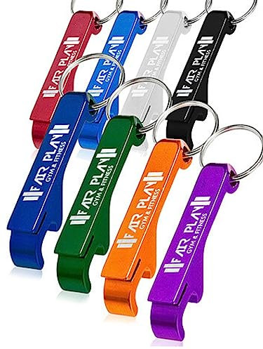 50 Stück personalisierter Aluminium-Dosen-/Flaschenöffner, Schlüsselanhänger, dickere Version. Gravierter Text/Logo, Hochzeitsgeschenke, Brauerei, Bar, Jubiläen, Party, Restaurant, Immobilienmakler