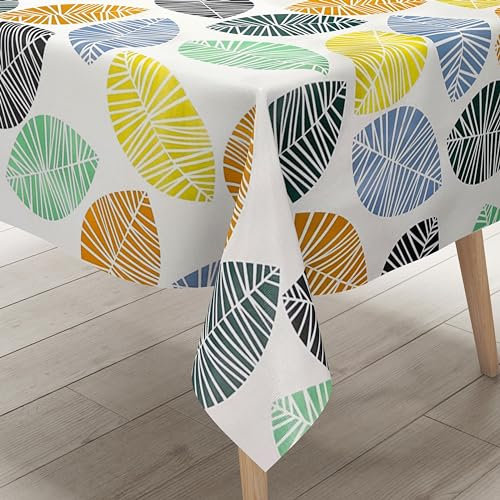 KEVKUS Wachstuch Tischdecke K150200 Bunte Blätter Herbst Laub Modern wählbar in eckig, rund und oval - Größe eckig 120x180cm Schnittkante