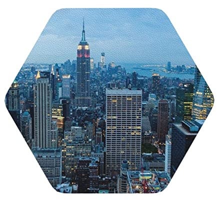 Ensemble de dessous de verre en cuir imprimé New York Fashion City Idéal pour les maisons, les restaurants, les cuisines et les bureaux