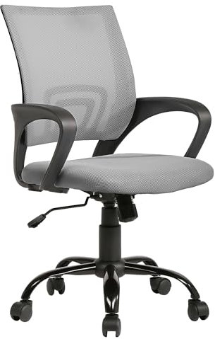 BestOffice Chaise de Bureau Ergonomique avec Siège Dossier en Maille Respirante Hauteur Réglable Fauteuil d'Ordinateur Inclinable à roulettes Pivotantes Gris