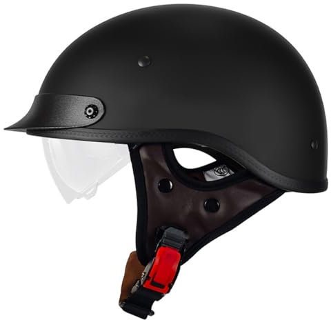 Vintage Casco Moto Aperto,Moto Elettrico Mezzo Casco Motociclista con Visiera Casco Moto Jet Caschi Cromwell Certificato ECE,Universale Uomo e Donna Casco a Scodella 3,XL:61-62CM