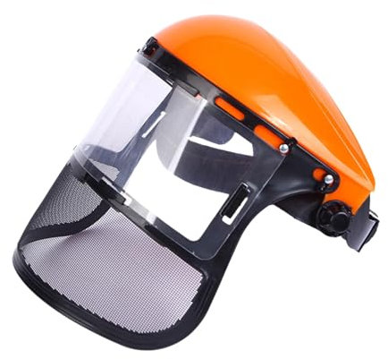 KiBcsLic Gesichtsschutz für Kettensägen, Gesichtsschutz für Grass Hhacking, angenehm zu tragen, Schutzhut für Gartenarbeit, Holzfällen und Unkrautjäten, Orange