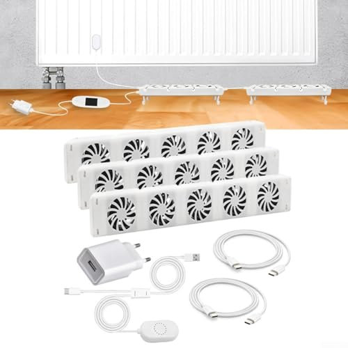 Smart Radiator Fan Booster Extension Set, Boost Radiator Fan Energy-Efficient Heating System Automatic Temperature Control Quiet Operation For Home Comfort(Trio-Set)