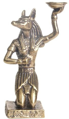 HABITZ Mythologische Ägyptische Statue Aus Messing Anubis-Statuen Dekor Gott des Wissens Skulptur Ornament Kniende Anubis-Figur Altägyptischer Hundegott Pyramide Wohnzimmer for Schreibtischdekoration