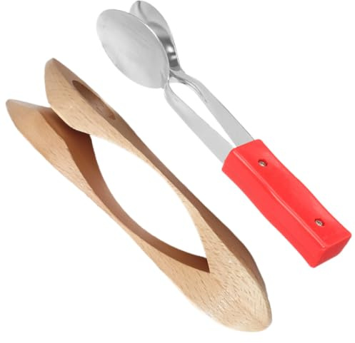 BESTonZON 2pcs Wooden Musical Instrument Spoons Heritage Style Spoons for Music Education