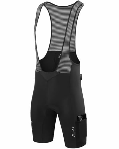 Przewalski Radlerhose Herren 4D Gepolstert Gravel Trägerhose mit Taschen | 2 Seitentaschen + 3 Rückentaschen, abriebfest, Mesh-Träger, 4D Pad, Gravel Langstrecke, GRS