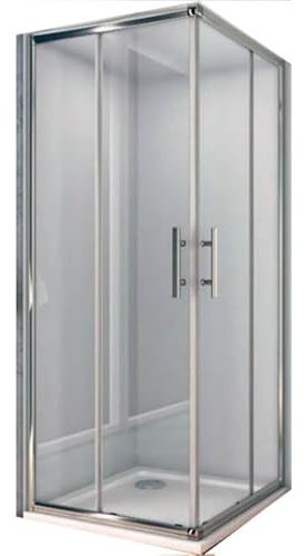 Impalli - Mampara de ducha angular de 190 cm de altura con puertas correderas extensibles de 78 a 79,5 cm y 118 a 119,5 cm de altura - Cabina de ducha reversible de cristal estampado de 6 mm