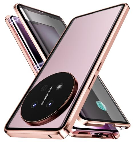 Cover Compatibile con Honor Magic 7 Lite, Custodia Anti Peeping Privacy, Metallo Magnetico Fronte e Retro Protezione Case - Rosa