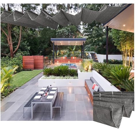 Einziehbare welle sonnensegel,Lichtfilter-Wave Shade Sail Markise,Sonnensegel for Seilspanntechnik, Wintergarten und Terrassen Beschattung, Seilspannmarkise, Anpassbare(W1.5*L3m/W4.92*L9.84ft)