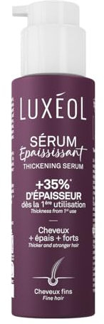 LUXEOL - Sérum Epaississant Sans Rinçage - +35% D'Epaisseur Dès la 1ère Utilisation* - Efficacité Prouvée - à l'Algue Rouge, Protéine de Riz & Acide Hyaluronique - Fabriqué en France - 100 ml