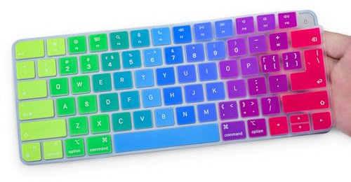 Keyboard Cover Skin for Apple Magic Keyboard A2450 / A2449 with Touch ID, 2024-2021 Apple iMac 24 inch M4 M3 M1, Mac mini Accessories Skin, Rainbow
