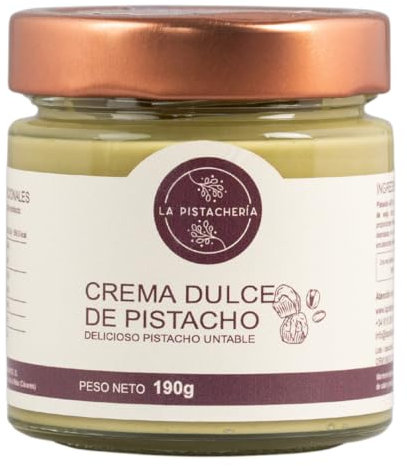 Crema Dulce De Pistacho Untable Gourmet Sabor Intenso Pistacho Natural Textura Cremosa Ideal Para Postres Desayunos Repostería Helados Tostadas (190 gr)