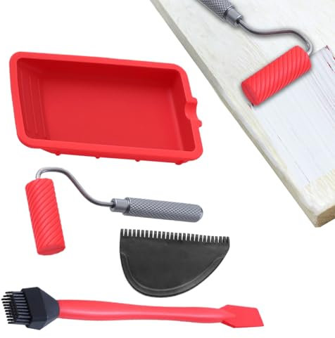 Wood Glue Applicator, Reusable Glue Roller with Tray, Includes Brush and Spreader, Hand Tool Kit for Efficient Adhesive Spreading on Woodworking, Carpentry, and Projects