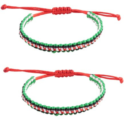 FackLOxc Verstellbares Palästinensisches Gewebtes Armband Palästinensische Flagge Handgefertigtes Armband Anweisung Handschnur Geflochten