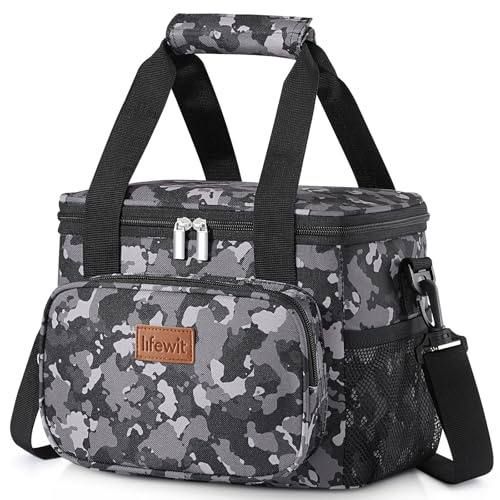 Lifewit Large Lunch Bag 12-Can (8.5L) Insulated Lunch Box Soft Cooler Cooling Tote for Adult Men Women, Black Camo