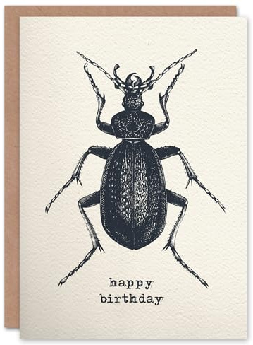 Artery8 Beetle Drawing Vintage Style Creepy Crawly Birthday Card