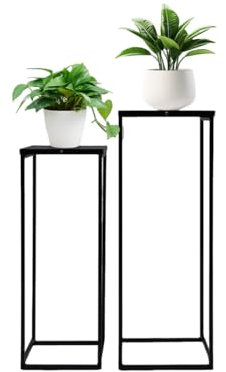 TAPMING 2PCS Schwarz Metall Blumenständer, 60/70 cm Hoch, Pflanzenständer, Blumentopf-Eckregal, Display-Tisch, für Heimdekoration, Ladendekoration, Hochzeitspartys