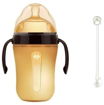 Baby-Silikonflasche – Natürliches Fütterungsset mit Anti-Kolik-Ventil, Weithals-Brustnippel, 0-6 Monate, 250 ml, BPA-freies Flaschen-Set