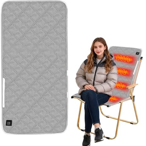 Dhqkqg Beheiztes Sitzkissen, 45 x 90 cm USB Beheizbares Sitzkissen, Elektrisch Beheizbare Heizkissen Wärmekissen, Tragebar SItzkissen Beheizbar mit 3 Heizstufen, für Stadion, Camping, Outdoor
