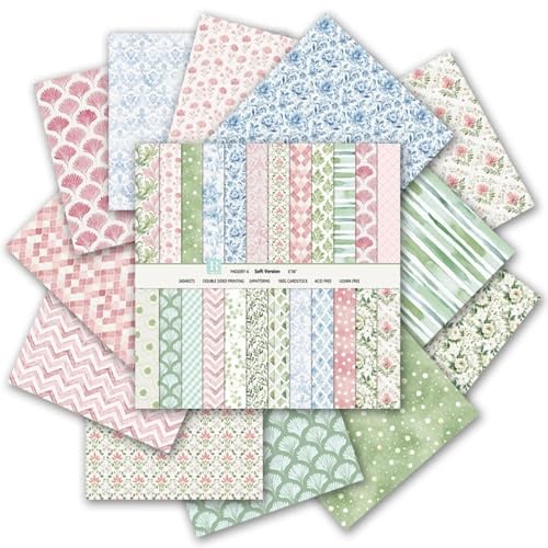 Scrapbook Paper 6x6 Inch, 24 Sheets Double-Sided Patterned Cardstock, 160GSM Floral Craft Paper for Scrapbooking, Card Making, Junk Journal, DIY Art Projects (Multicolor)