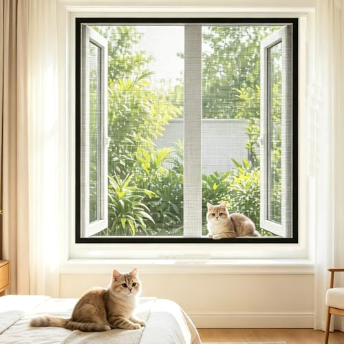 Cat Screen Door, Dimensions 100 x 130 cm, Pet Proof Window Mesh for Indoor Cats and Dogs, Door Screen with Fly Protection, Suitable for Patio and Balcony Doors