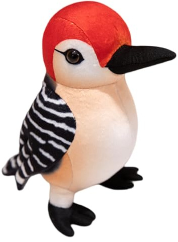 JORCEDI Specht-Plüschtier, Vogel Kuscheltier, Niedlicher Kleiner Vogel Stofftier, Specht-Plüschpuppe, Stofftier, Geschenk für jedes Alter und jeden Anlass (25 cm,Rot)