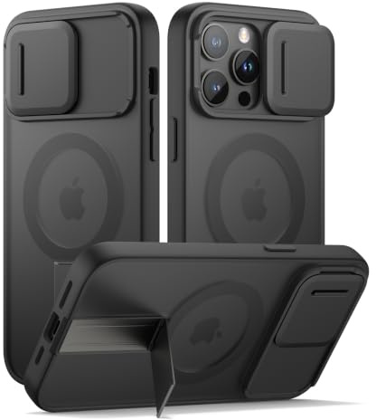 SURITCH Magnetisch hülle kompatibel mit iPhone 14 Pro Max, Eingebaute Kickstand & Kameraabdeckung & Translucent Back, Robuste Stoßfeste Hüllen Schlank Schutzabdeckung 6,7 Zoll(Schwarz)