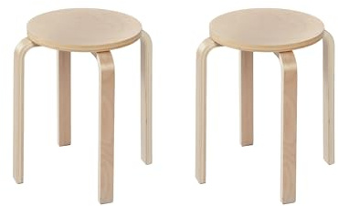 Xinyvee Stapelhocker 2er Set, runde Holz Hocker stapelbar, platzsparende Sitzhocker für Küche, Esszimmer, Wohnzimmer, Flur und Café, Moderne Beistellhocker für Zuhause und Gewerbe