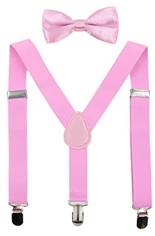 HANERDUN Unisex Hosenträger Fliege für Jungen Mädchen drei Kleiderclipse | Jungen Hosenträger Fliegen Set, Elastisch, Längenverstellbar, für Kinder von 0-10 Jahre, Hosenträger kinder, Bow Tie Kid