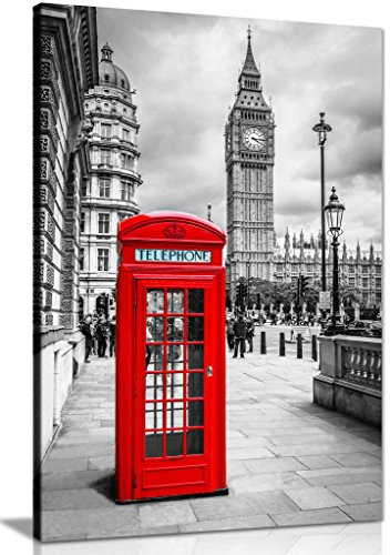 London Red Telephone Box Canvas Wall Art Picture Print (18X12)
