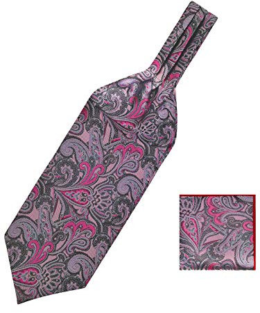 WANYING Herren Krawattenschal und Einstecktuch 2 in 1 Sets, Ascotkrawatte Schal Cravat Ties Schick und Warm für Gentleman - Violett Paisley