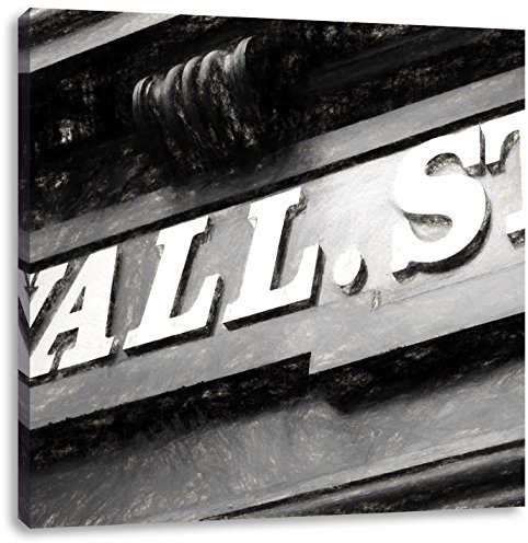 Pixxprint Wall Street Schild, Größe: 70x70 bild, Leinwandbild Quadratisch, Wandbild, Kunstdruck, fertig bespannt