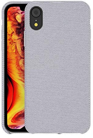 bb face For iPhone XR Case Fabric Back Cover Hard Plastic Protective Phone Case Supports Wireless Charging For iPhone XR (2018) 6.1 inch - Light Grey