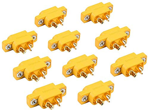 FLY RC 10 Stück Original XT60 XT60E XT60E-M Einbaustecker mit Innensechskantschrauben Montage Copter Drohne Lipo Akku