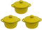 Hobby Tech Lot de 3 Mini Cocottes Jaunes Céramique Double Poignées avec Couvercle 13,5cm x 8cm Contenance Moule 200ml Ramequin Résistant Haute Température Four pour Petits Plats (Jaune, Lot de 3)