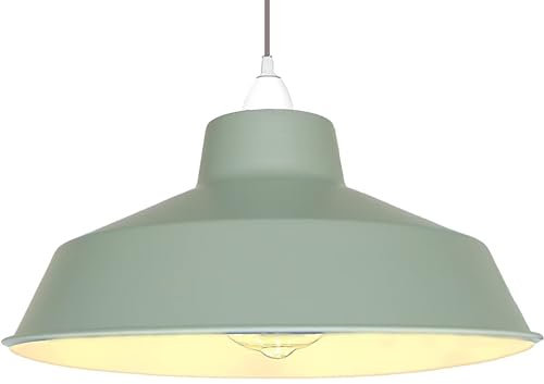 Large Classic Metal Pluto Pendant Shade 35cm (14inch) Diameter (Sage Green) - Easy Fit Pendant Shade