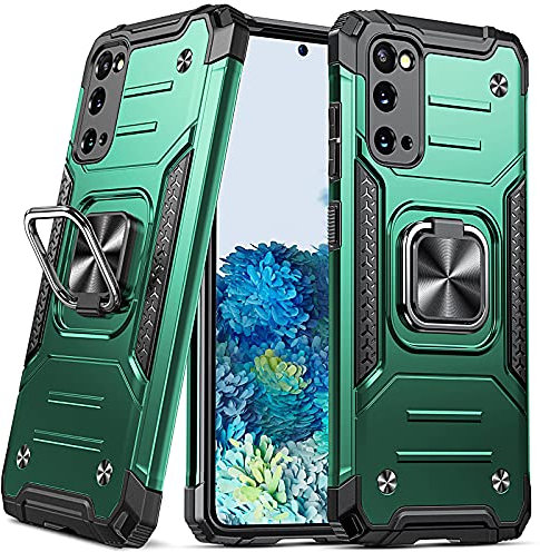 DASFOND Armor Hülle für Samsung Galaxy S20 5G Case mit Kameraschutz Militär Stoßfest Handyhülle [Upgrade 2.0] 360 Grad Metal Ring Ständer Schutzhülle [für Handyhalterung Auto Magnet],Dunkelgrün