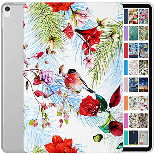 DuraSafe Cases Coque de protection rigide fine avec support pour iPad 2017 Pro 12,9 2ème génération A1670 A1671 - Motif oiseaux et fleurs