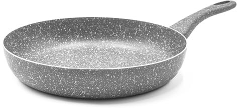 Zanetti Pietra Rara Padella Antiaderente Padella con Alluminio Manico Soft Touch Alta Resistenza, 32 cm Diametro, colore Grigio, Made in Italy