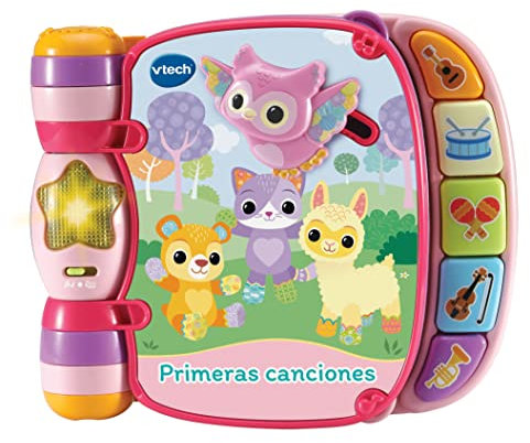 VTech-Baby Primeras Canciones, Libro Interactivo de Aprendizaje, Juguete Bebés +6 Meses, Canciones Populares, Color Rosa, Versión ESP
