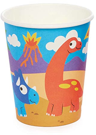 Baker Ross FC979 Dinosaurier Partybecher - 10 Stück, Trinkbecher aus Papier für den Kindergeburtstag