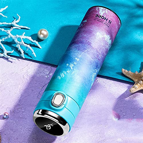 Botella de agua deportiva con termo aislado, botella de agua termo inteligente de 450 ml Pantalla de temperatura digital LED Tazas térmicas de café de acero inoxidable Tazas de aislamiento inteligente